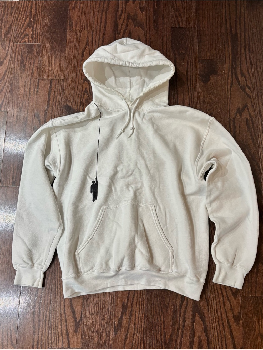 White Billie Eilish Hoodie with Black Blohsh Graphic
